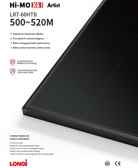 Longi - LR7-60HTB-505M FULL BLACK 505W